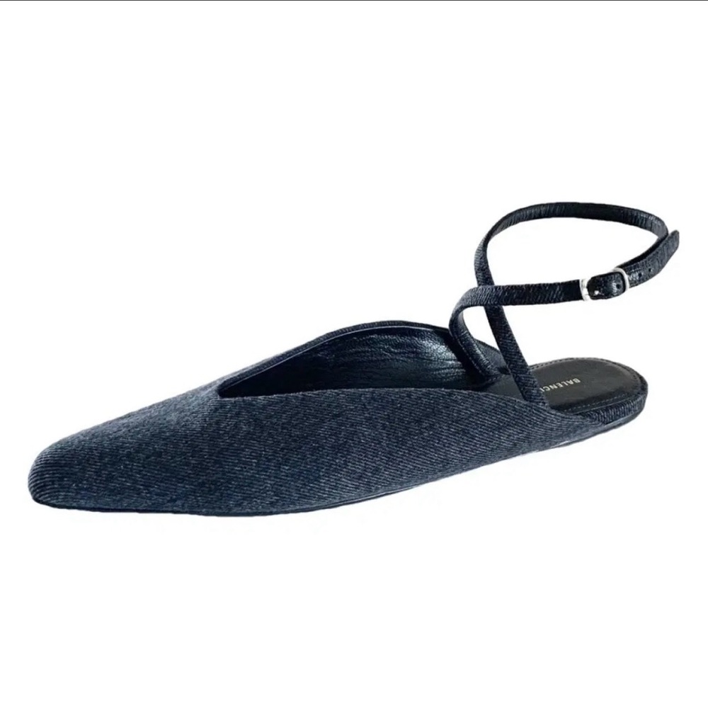 Balenciaga Dark Blue Slingback Flats